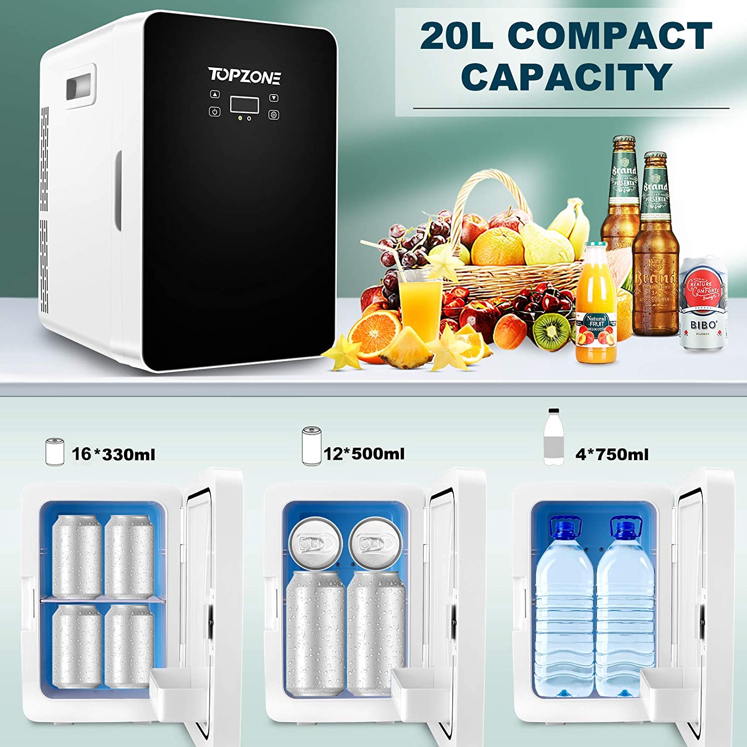 TOPZONE Portable Beverage Mini Fridge 20L  specs 2021