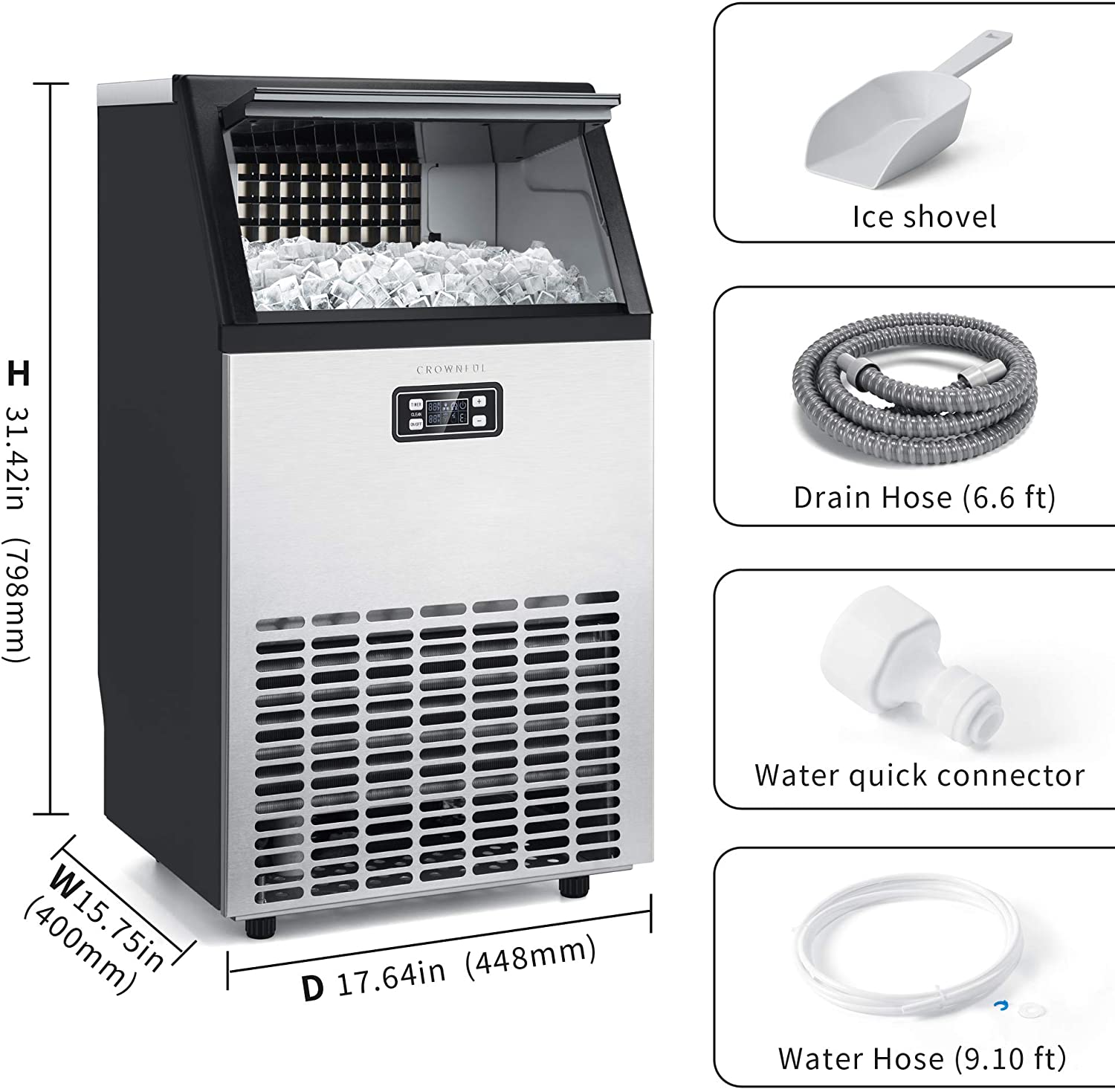 Crownful Commercial Ice Maker Machine Specs