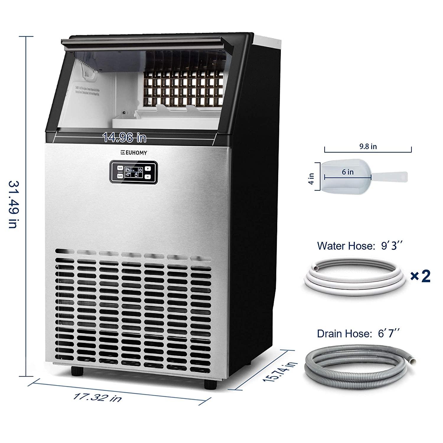 Euhomy Commercial Ice Maker Machine, 100lbs/24H Specs