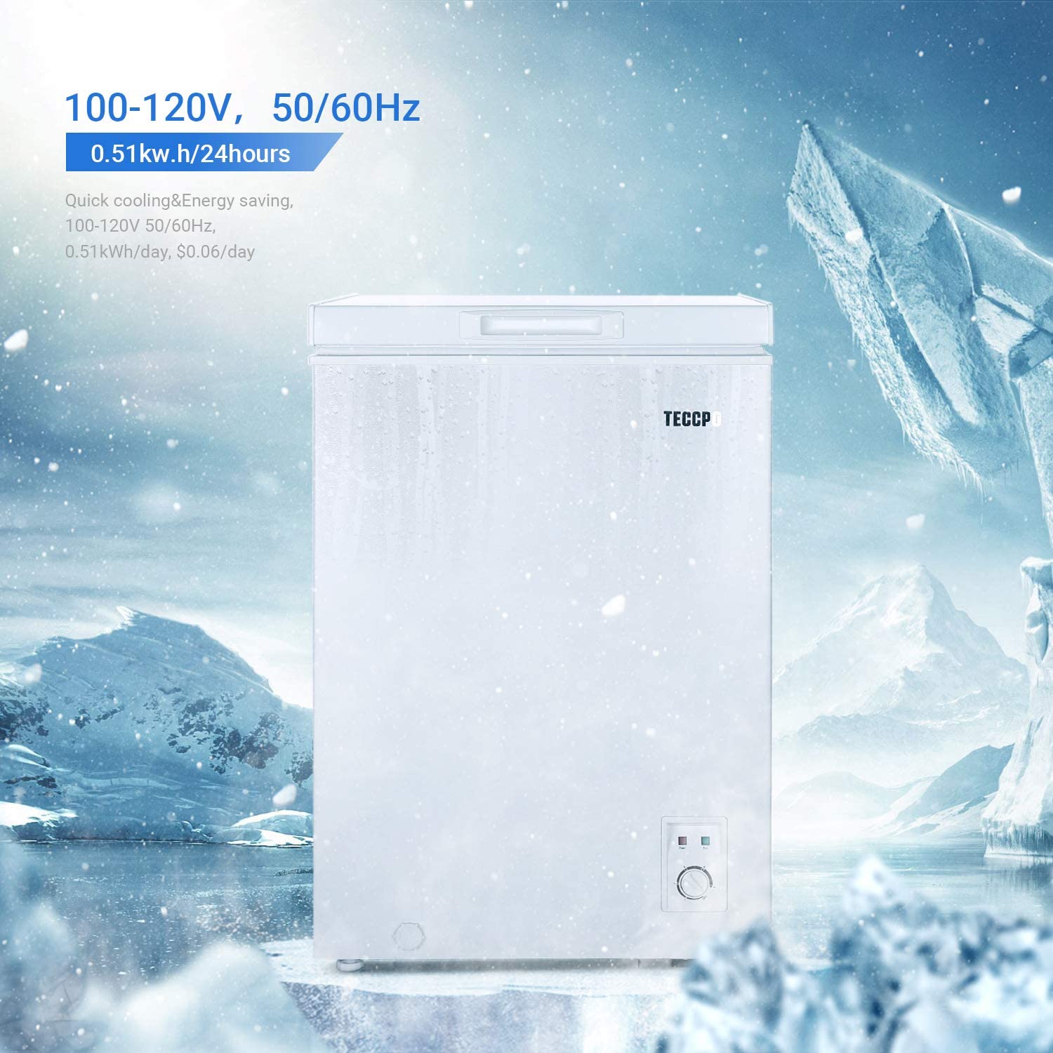 TECCPO Chest Freezer 3.5 Cu Ft 