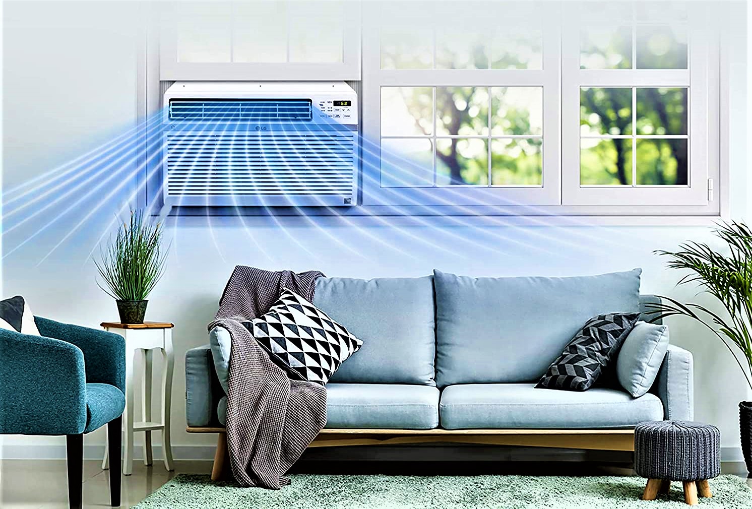 LG 8,000 BTU 115V Window-Mounted Air Conditioner with Remote Control