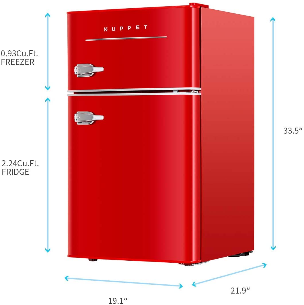 KUPPET Retro Mini Refrigerator 2-Door  Specs