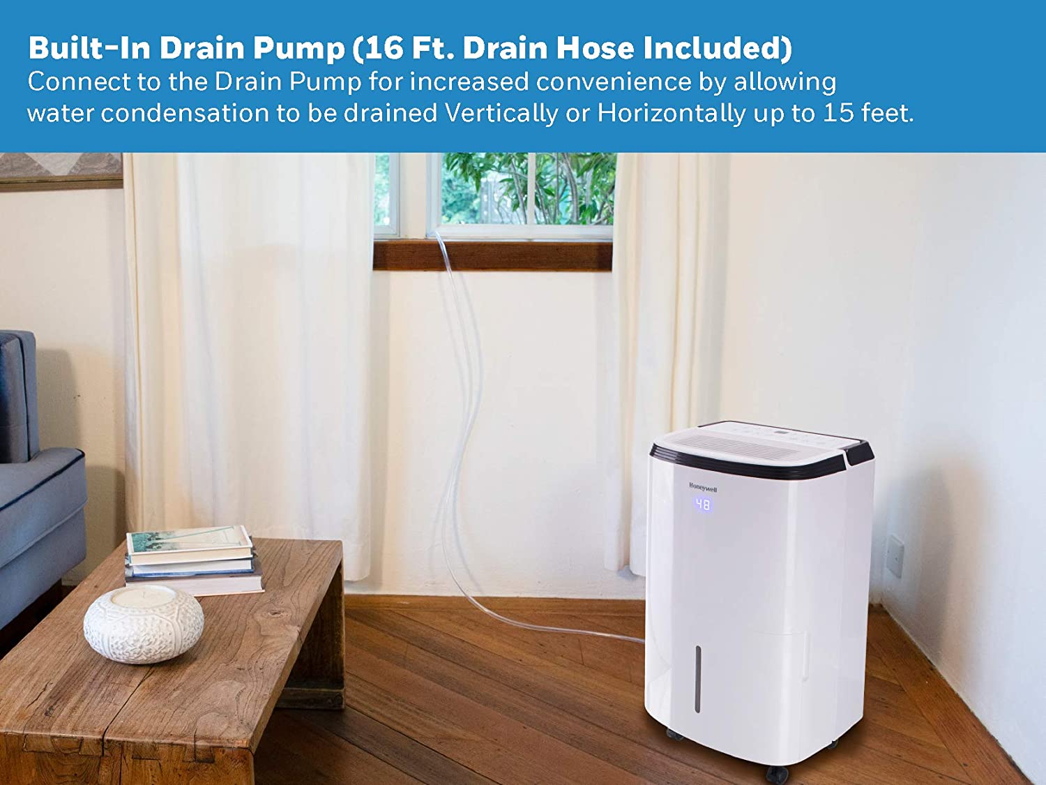 Honeywell 70 Pint with Built-In Pump Dehumidifier for Basement & Large Room Up to 4000 Sq. Ft.