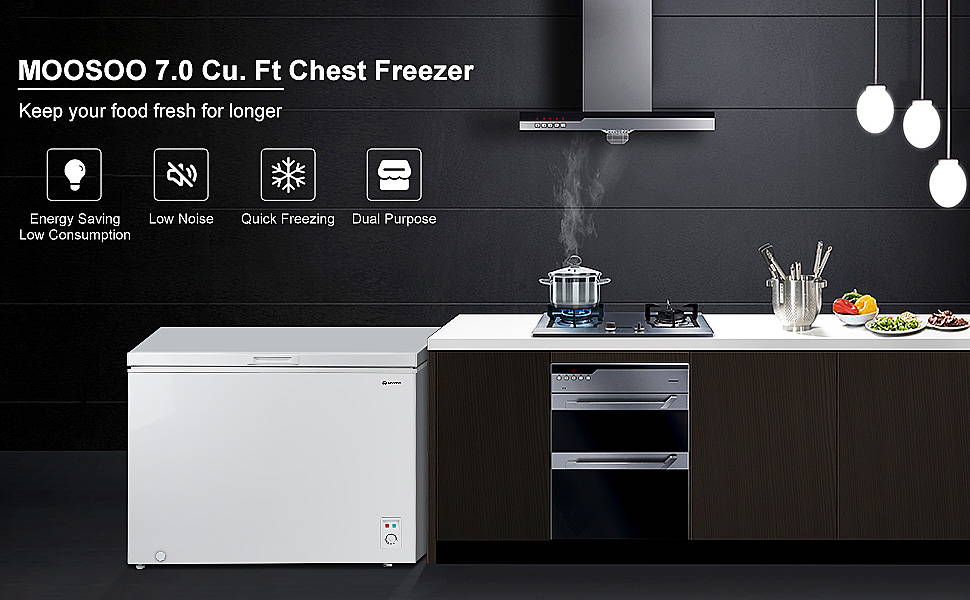 MOOSOO Chest Freezer, 7.0 Cubic Feet Deep Freezer