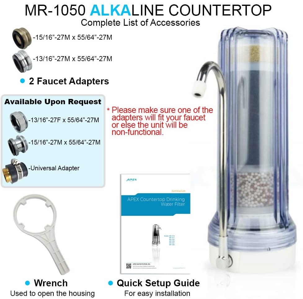 Apex Countertop Drinking Water Filter, Alkaline Specs