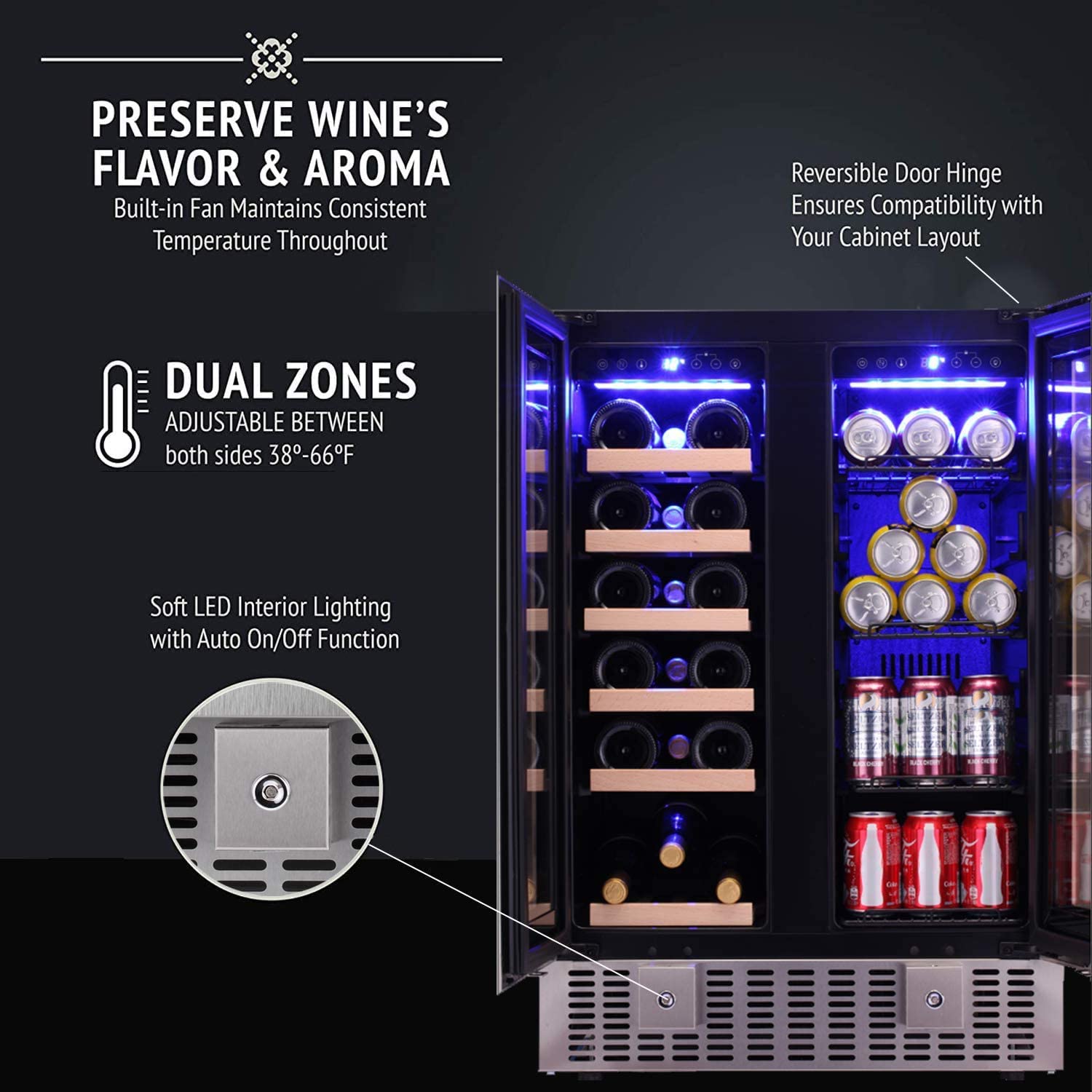 10 Best Dual Zone Wine Cooler Reviews: French Door Wine Cooler Fridge/ Cellars Under $300, $500, $1000 All In One Cooling Gear Lab: Any Refrigerators Air Conditioners Freezers Ice Makers Coolers Fans Reviewed And Compared.