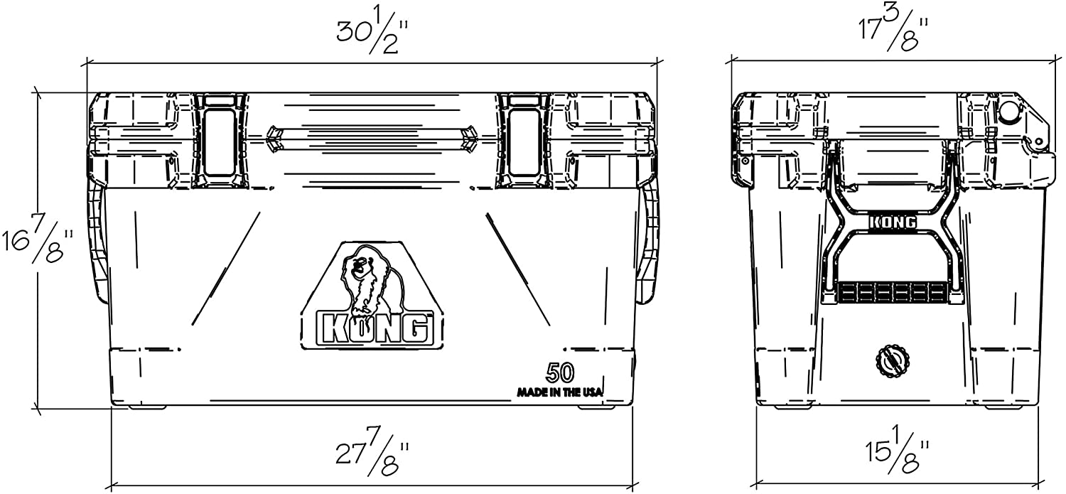 KONG Durable ROTO Molded Cooler - 50 Quart  Specs
